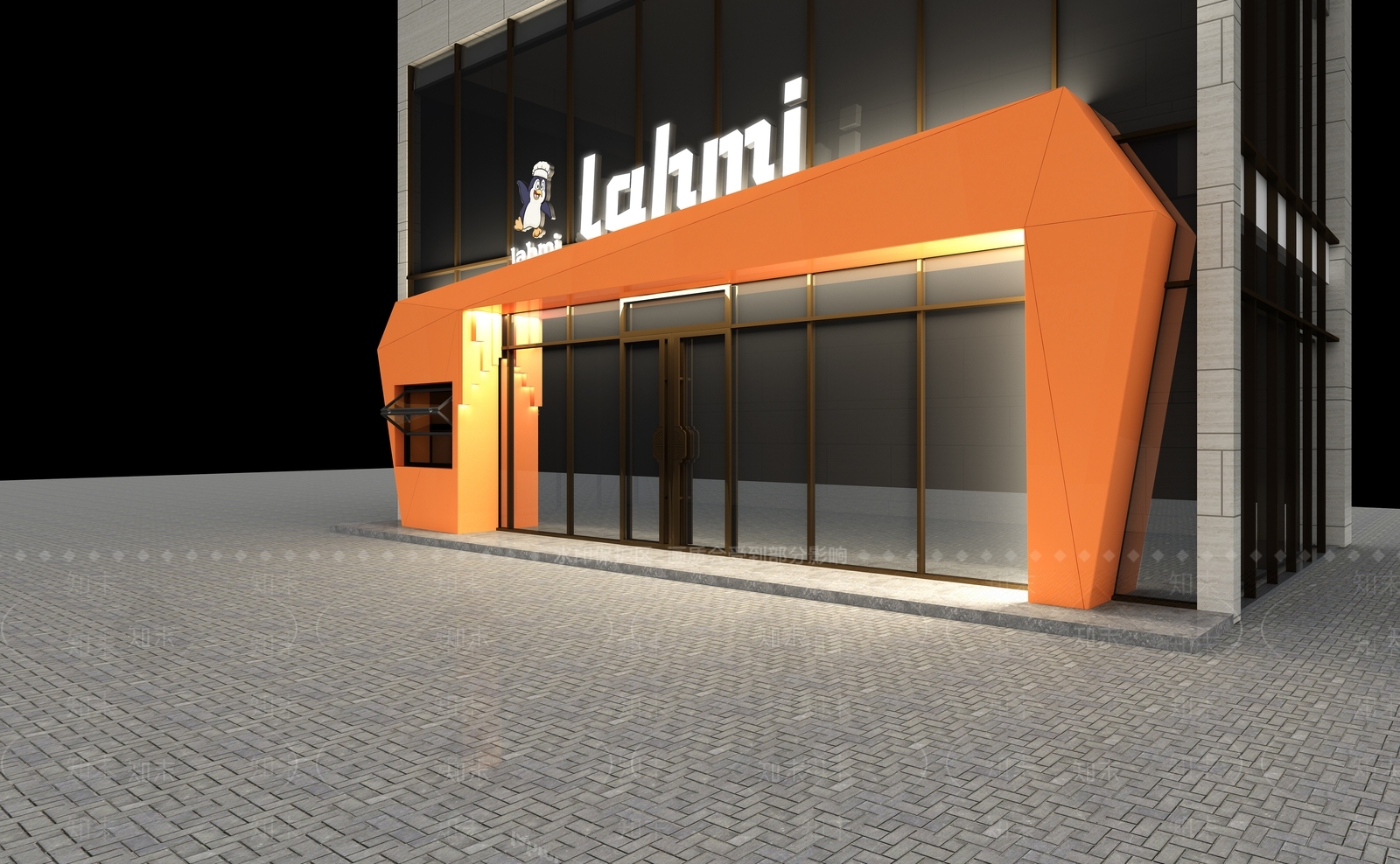 现代餐饮店门头3D模型下载【ID:1160540927】