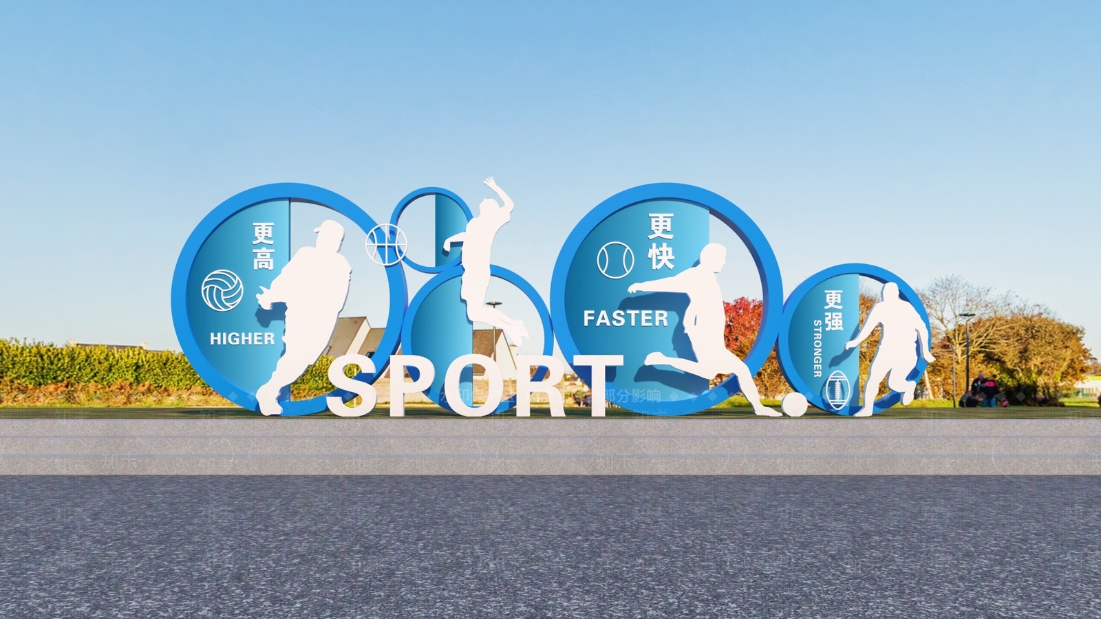 现代运动雕塑小品3D模型下载【ID:1160546580】