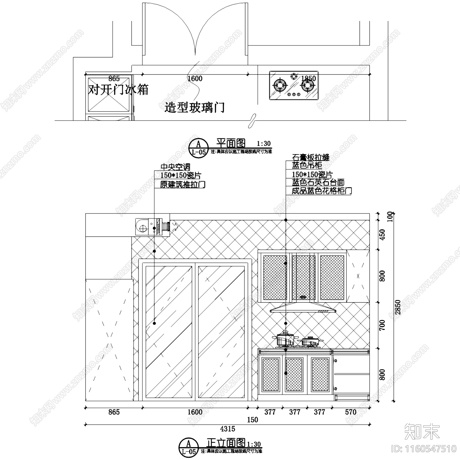 地中海风三室两厅四卫大平层室内家装cad施工图下载【ID:1160547510】