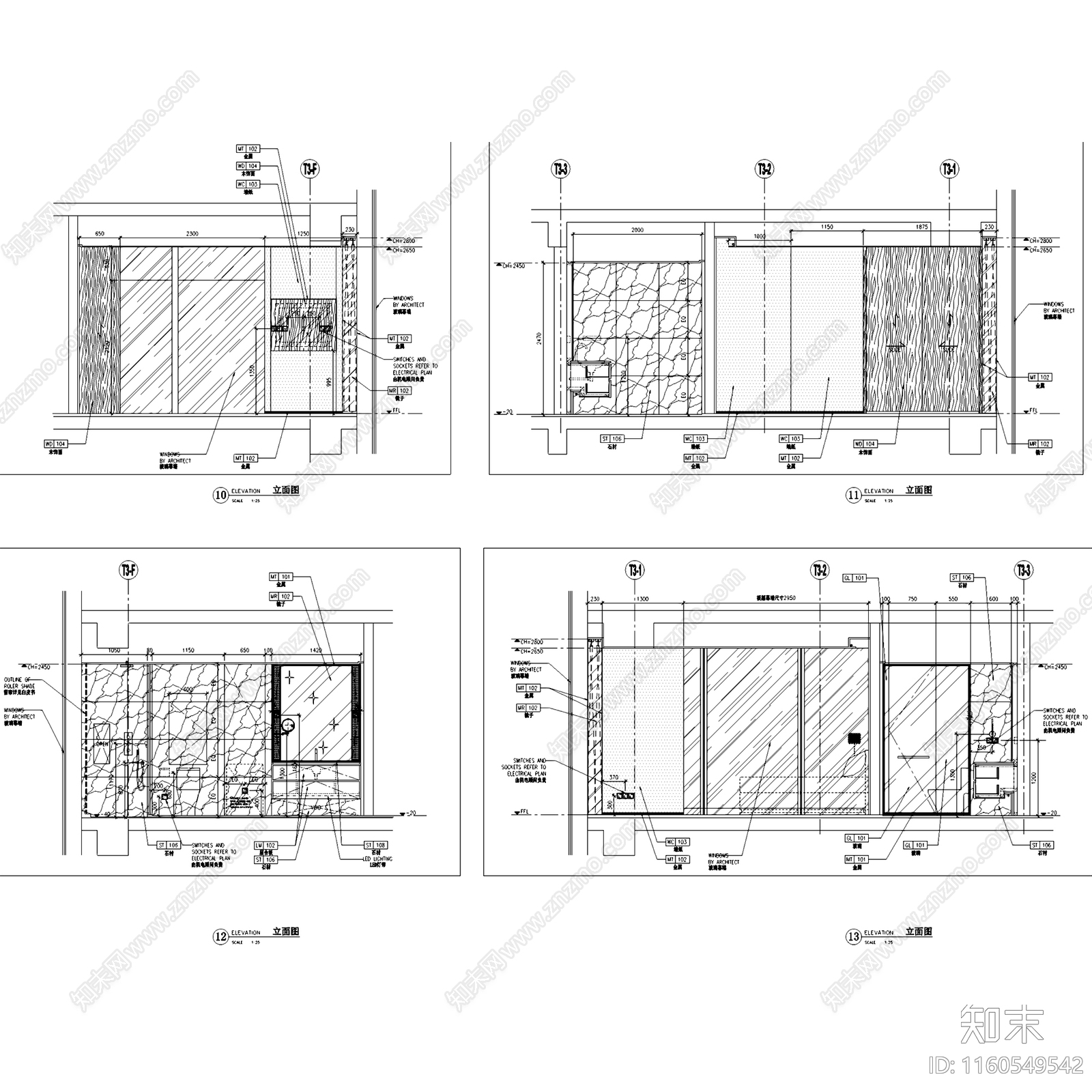 现代简约深圳华润城公寓室内家装施工图下载【ID:1160549542】