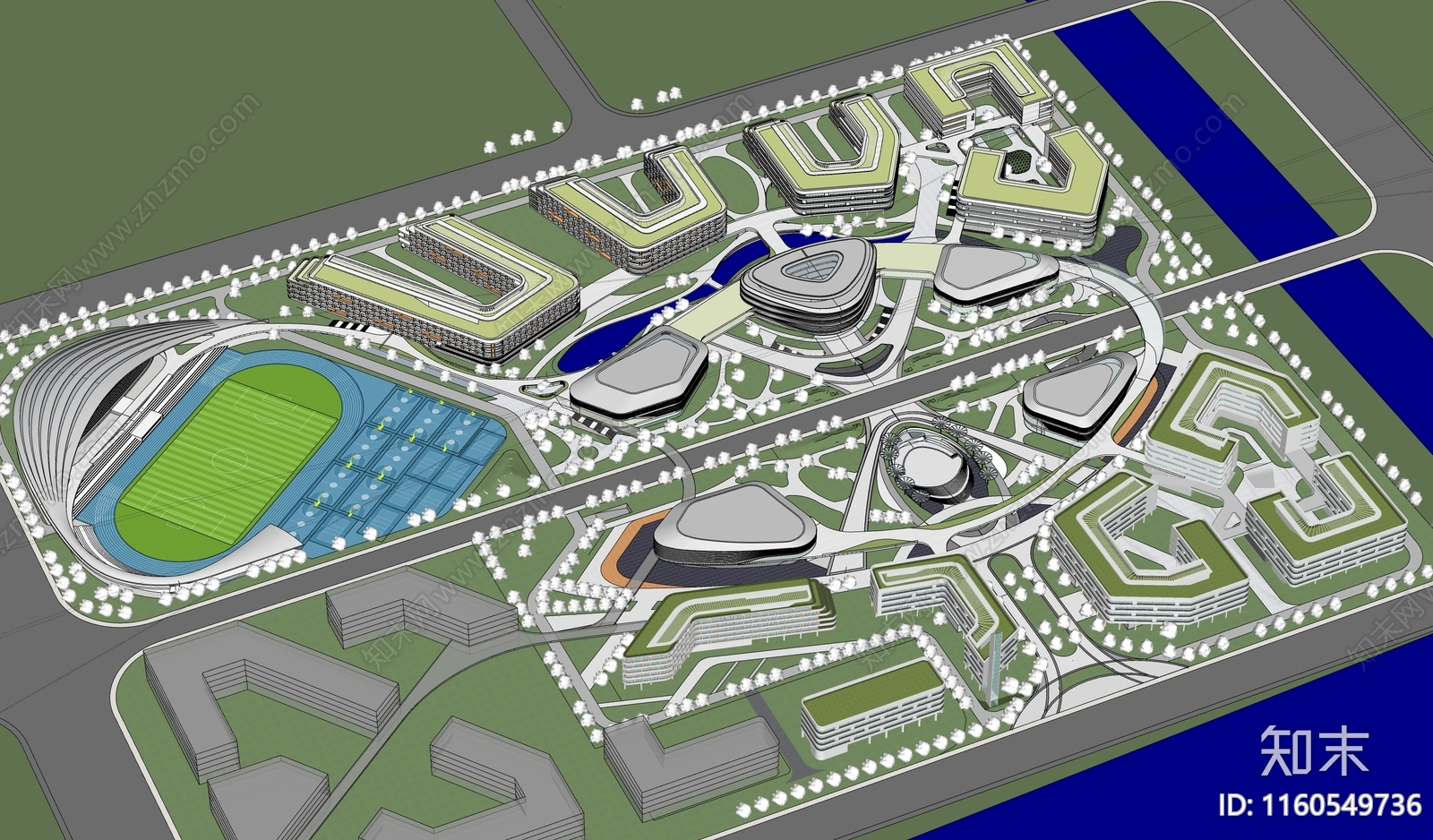 现代学校建筑SU模型下载【ID:1160549736】