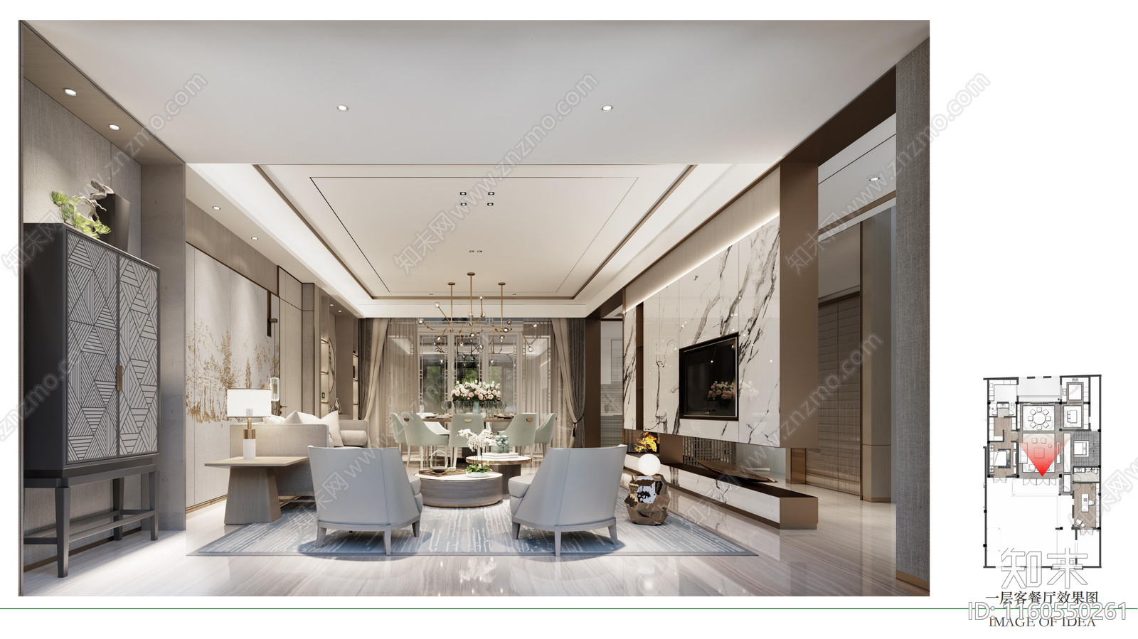 桃花源新中式方案效果图施工图下载【ID:1160550261】