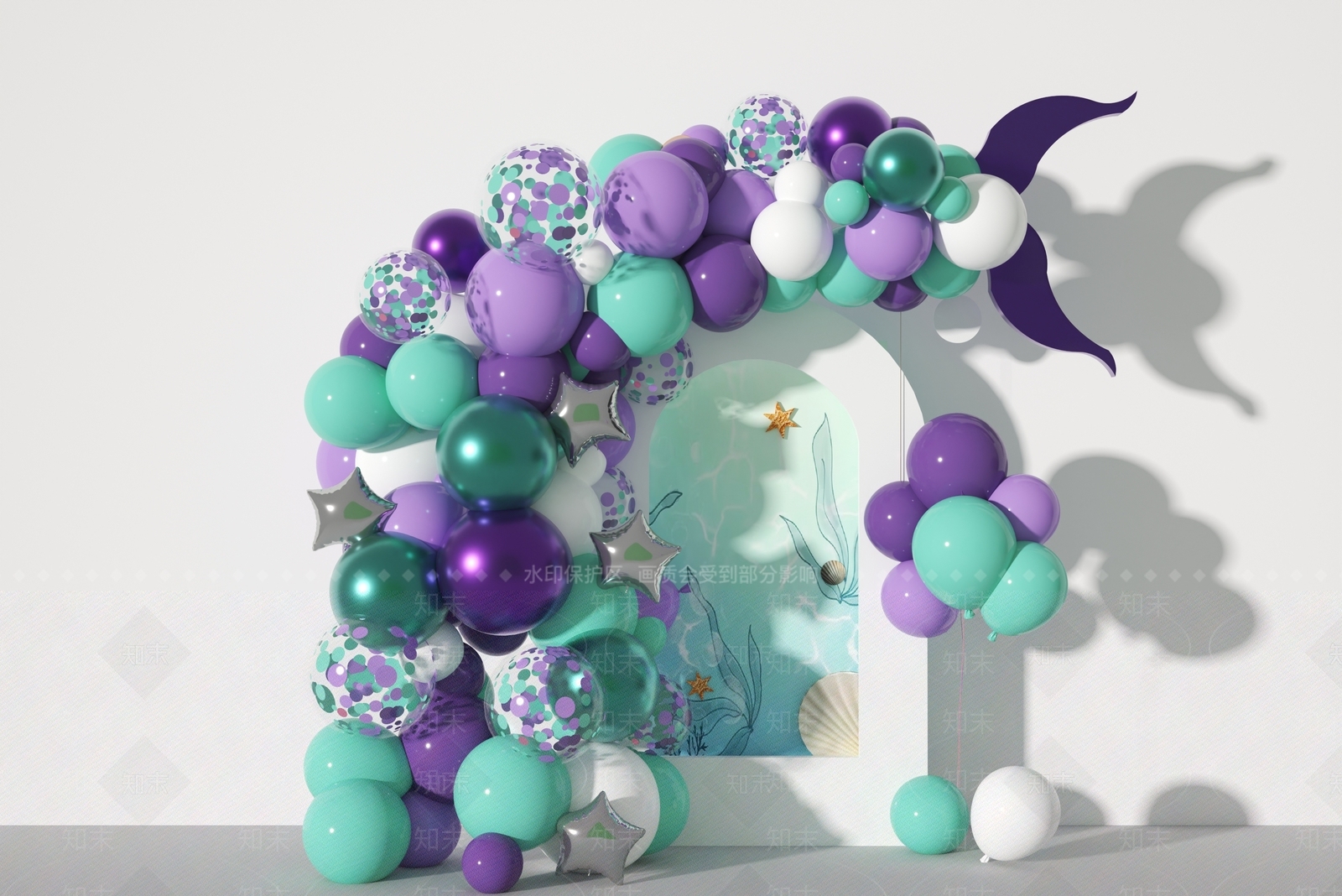 现代美人鱼气球3D模型下载【ID:1160551438】