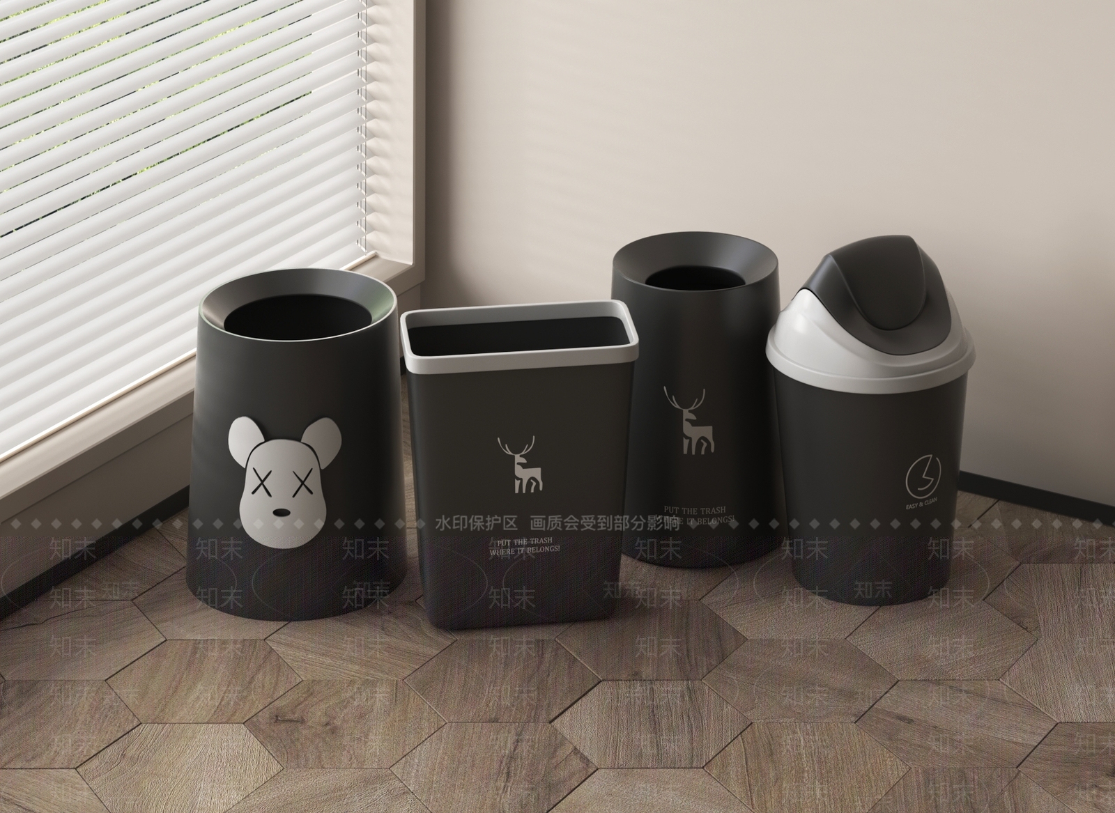 现代垃圾桶3D模型下载【ID:1160554538】