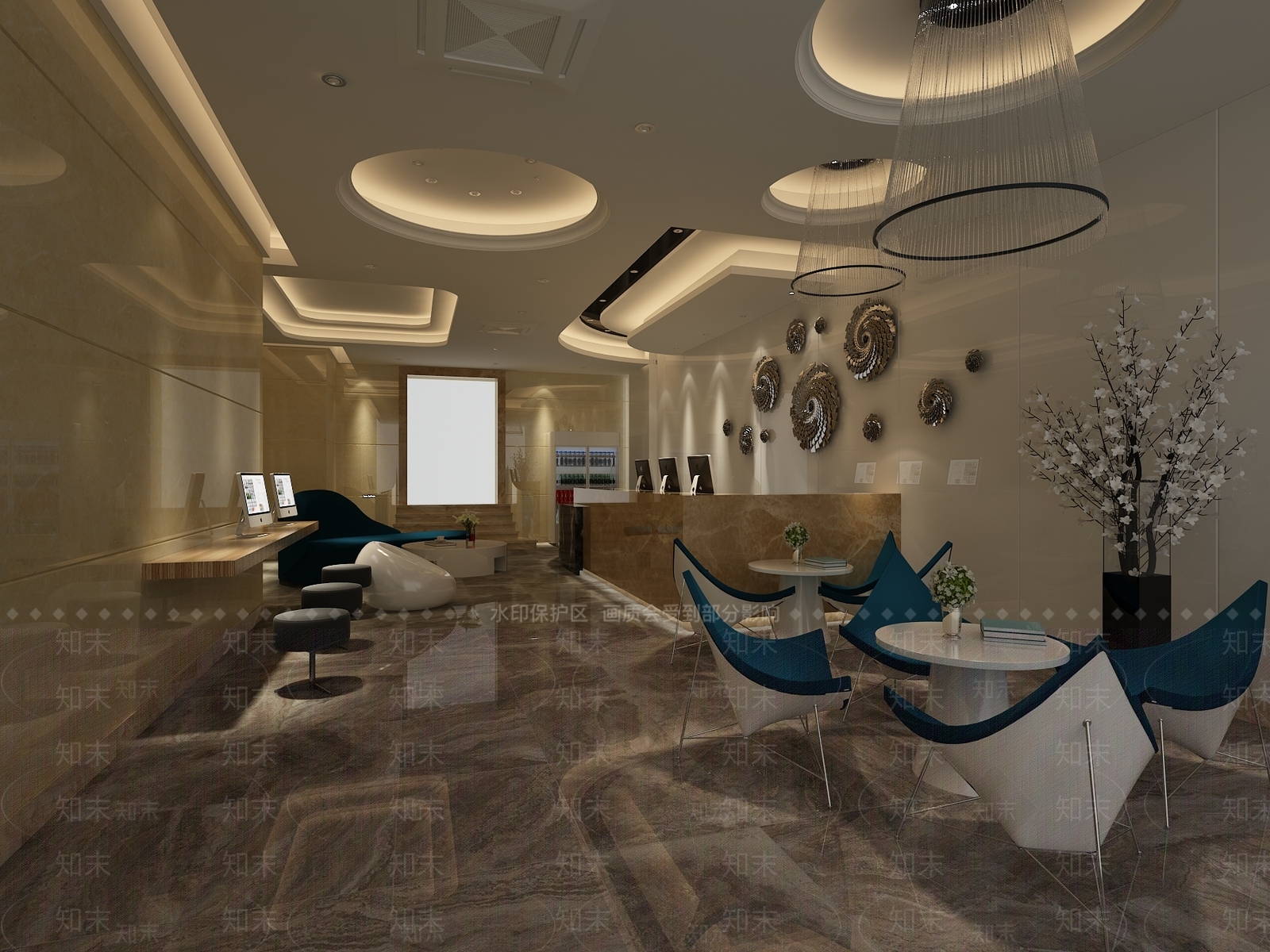 现代宾馆大厅3D模型下载【ID:1160554871】