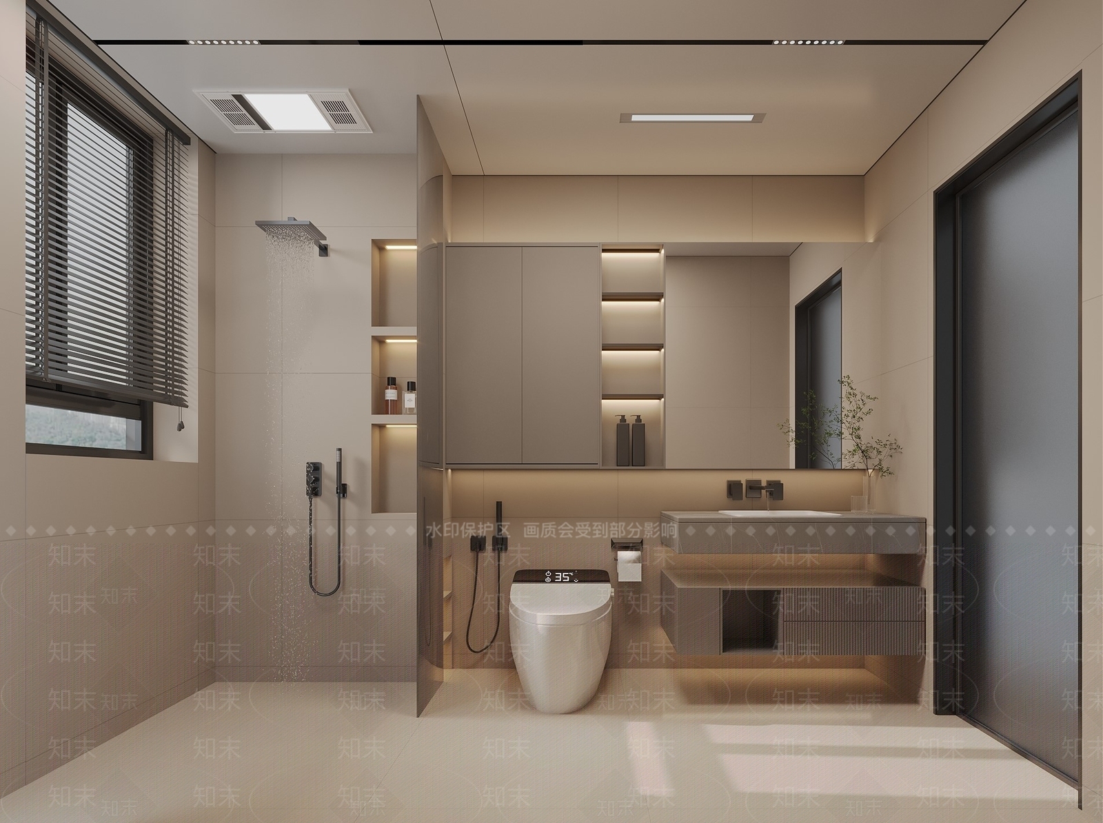 带储物格的镜柜浴室柜3D模型下载【ID:1227481511】
