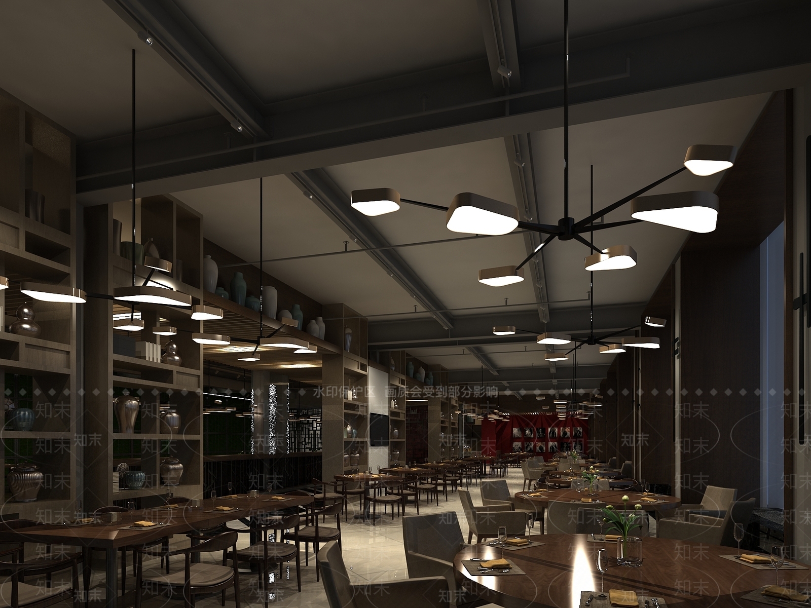 现代酒店餐厅3D模型下载【ID:1160555808】