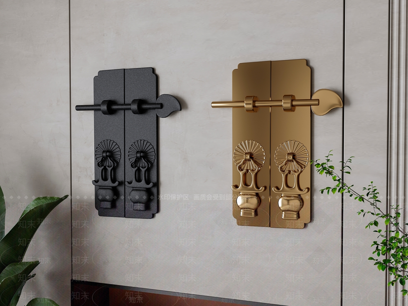 新中式门锁SU模型下载【ID:1160556122】