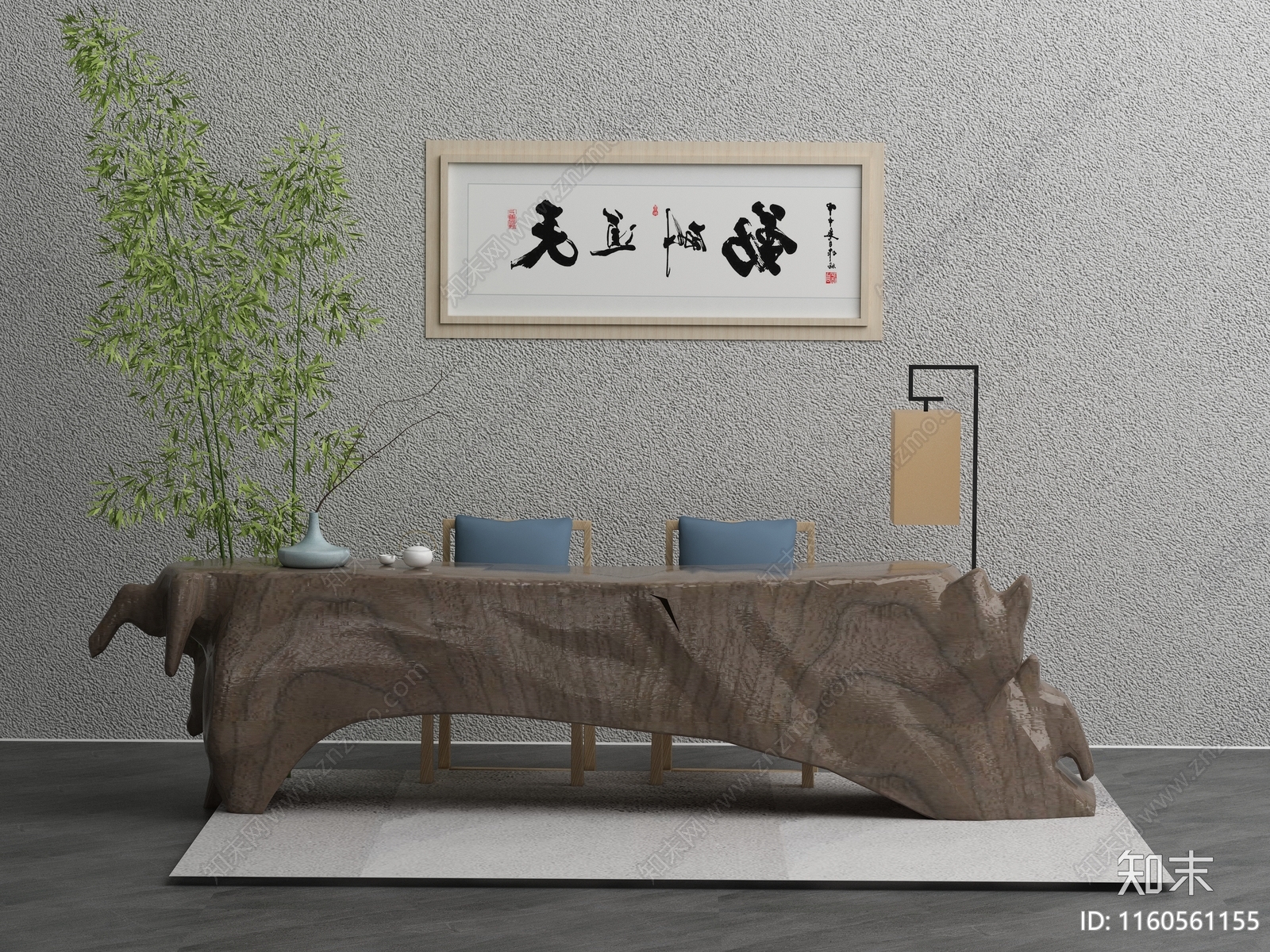 新中式茶桌椅组合3D模型下载【ID:1160561155】