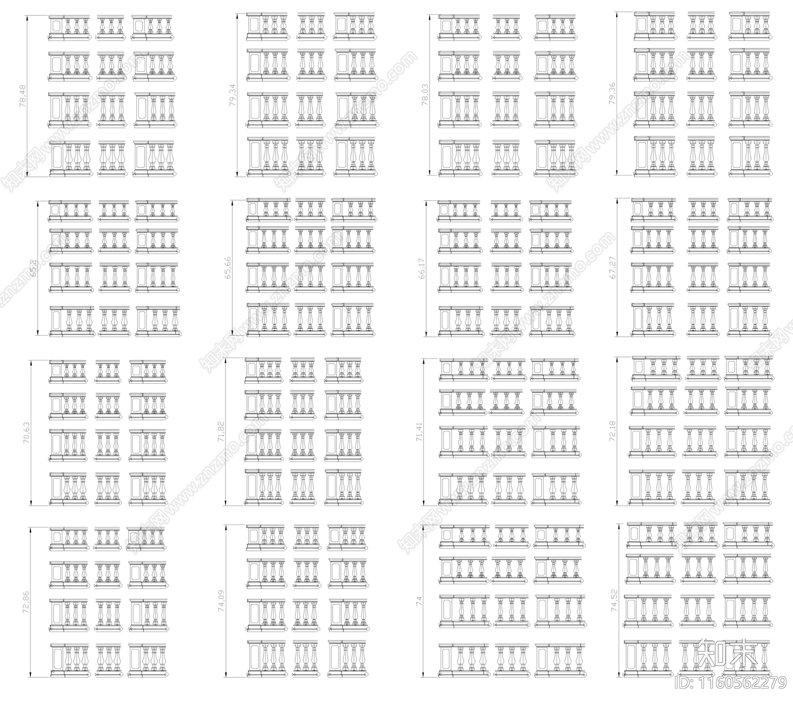 栏杆柱图库施工图下载【ID:1160562279】