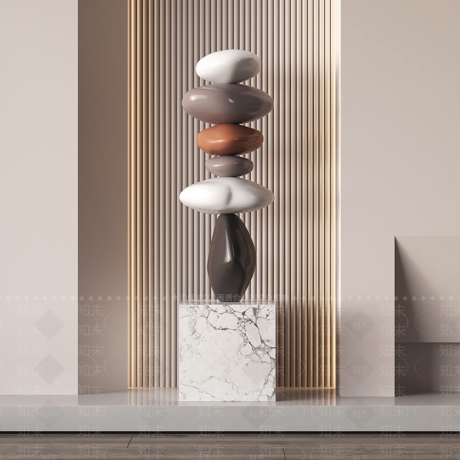 现代抽象石头雕塑摆件3D模型下载【ID:1160569495】