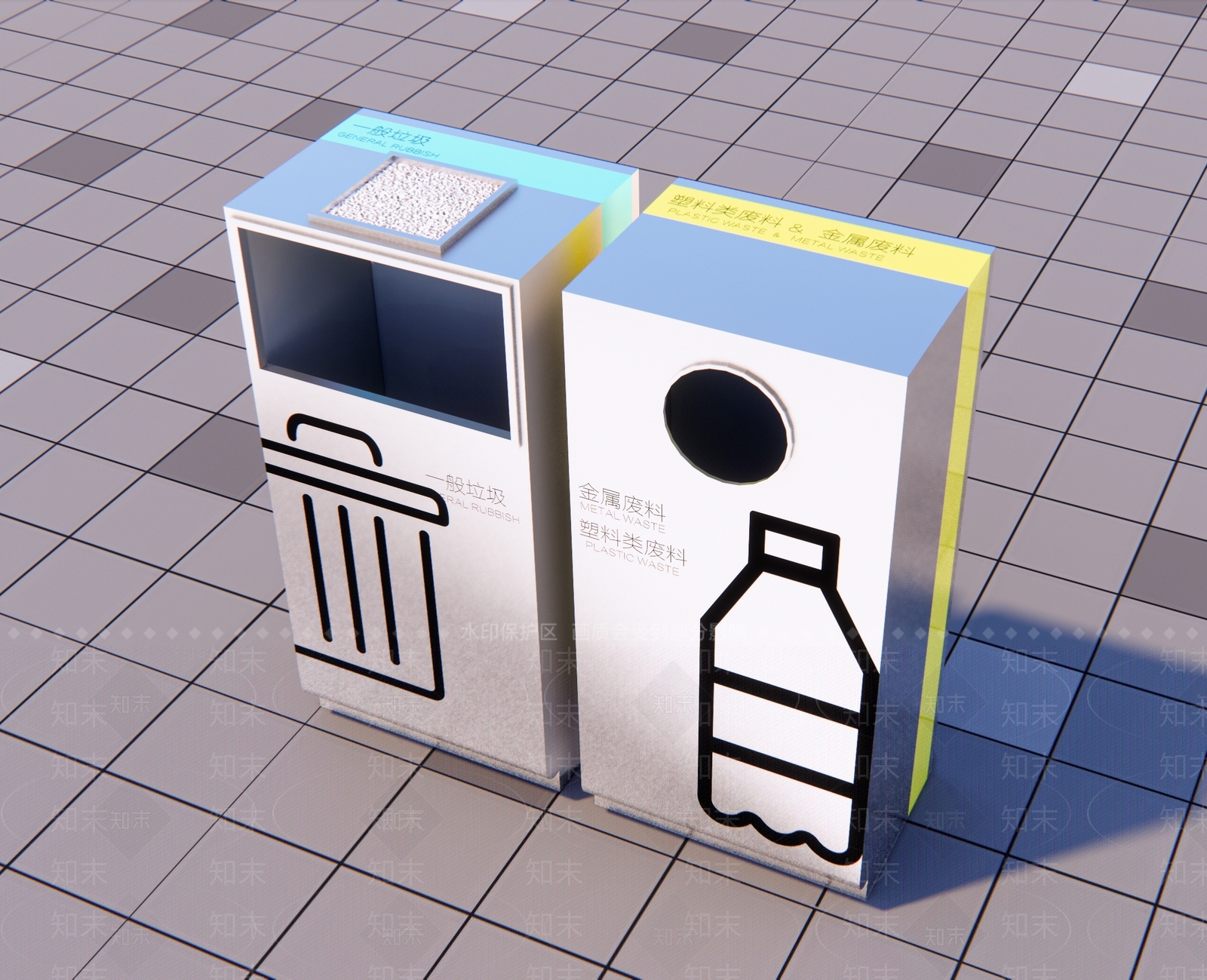 现代垃圾桶3D模型下载【ID:1160570888】