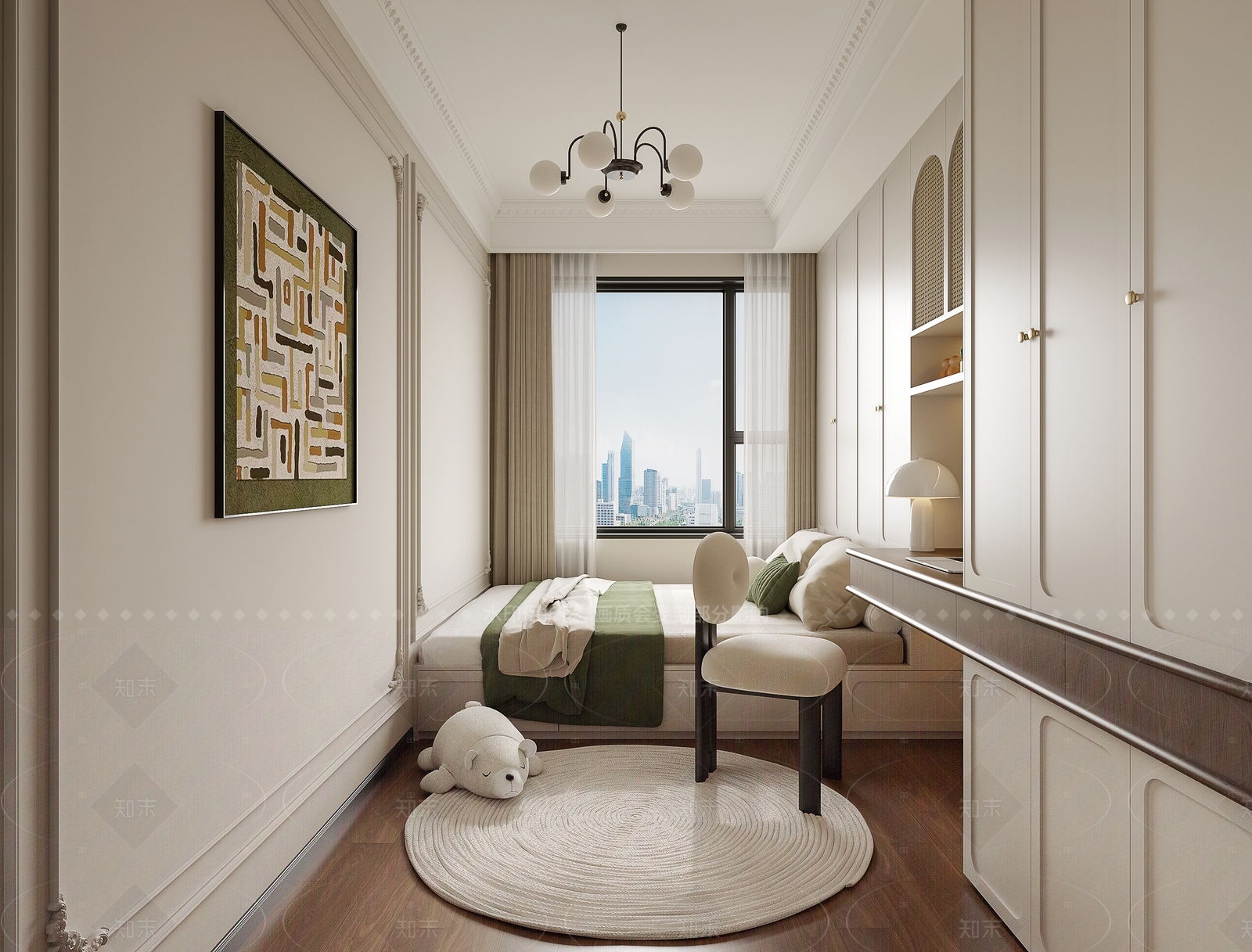 法式中古榻榻米吊灯书桌3D模型下载【ID:1160572388】