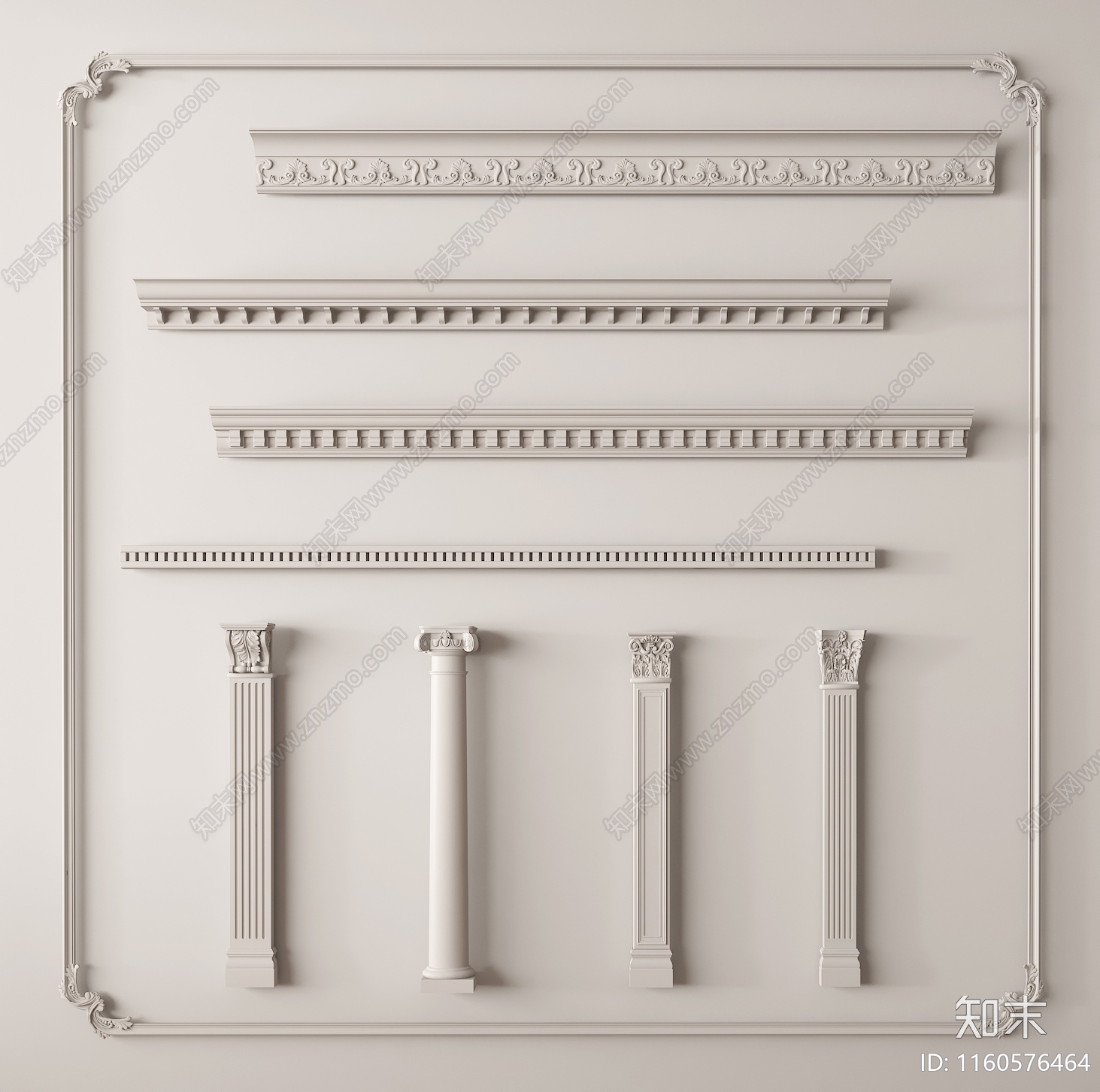 法式石膏线3D模型下载【ID:1160576464】