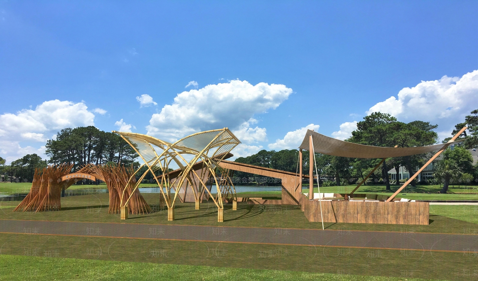 现代风格艺术廊架SU模型下载【ID:1160577529】