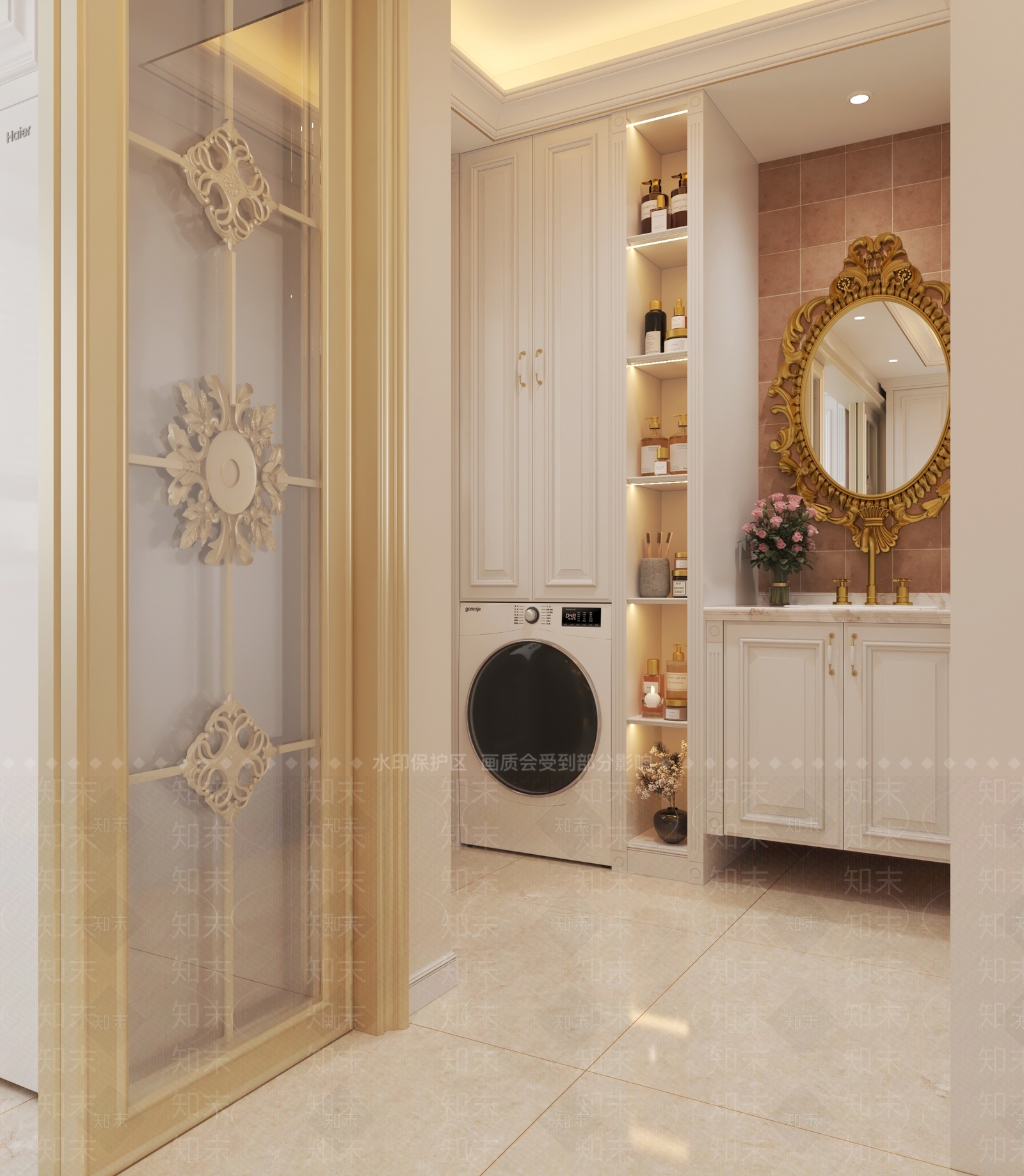 简欧欧式轻奢洗衣间3D模型下载【ID:1160577767】