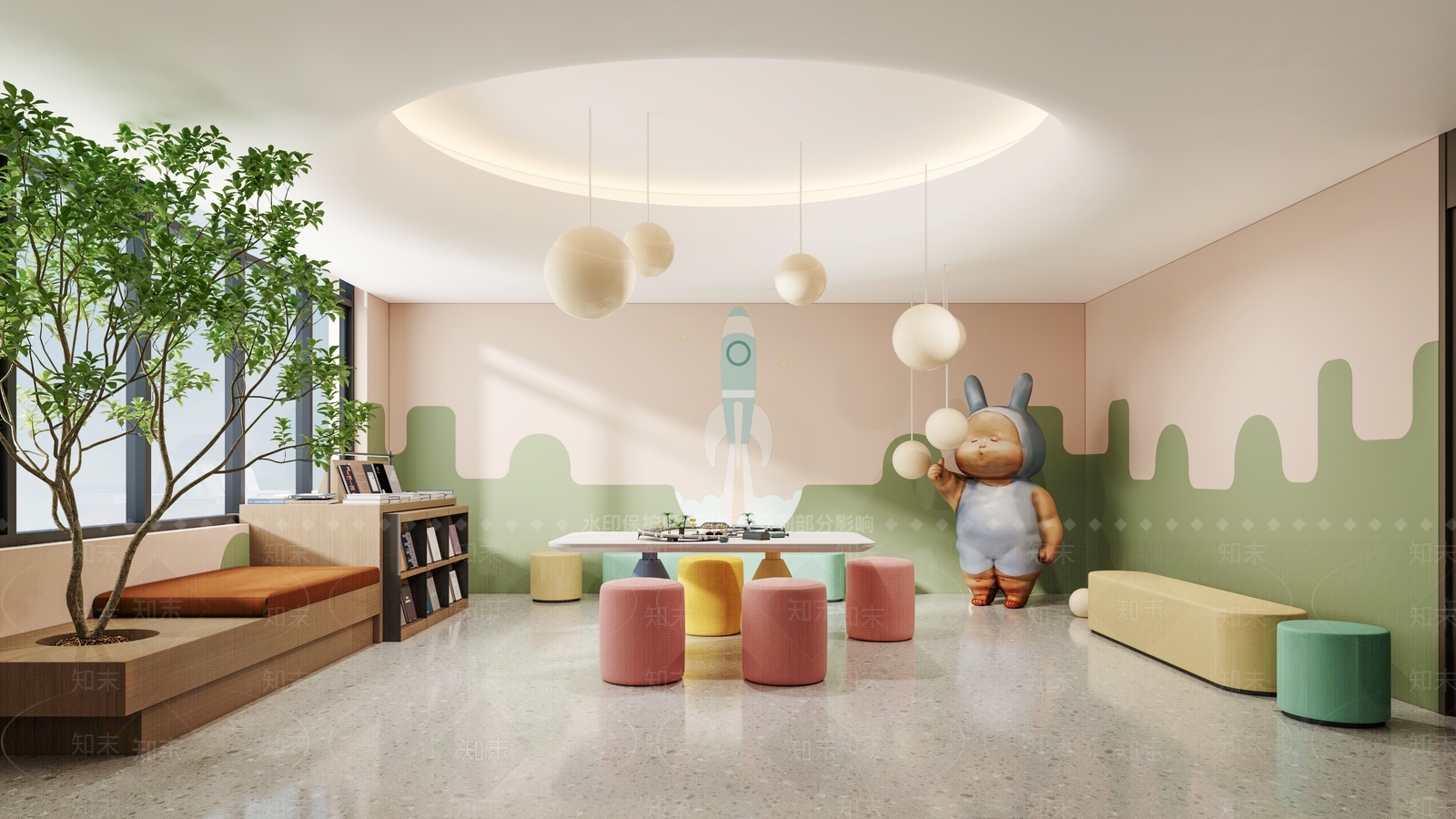 现代儿童护士站儿童活动区娱乐室3D模型下载【ID:1160581470】