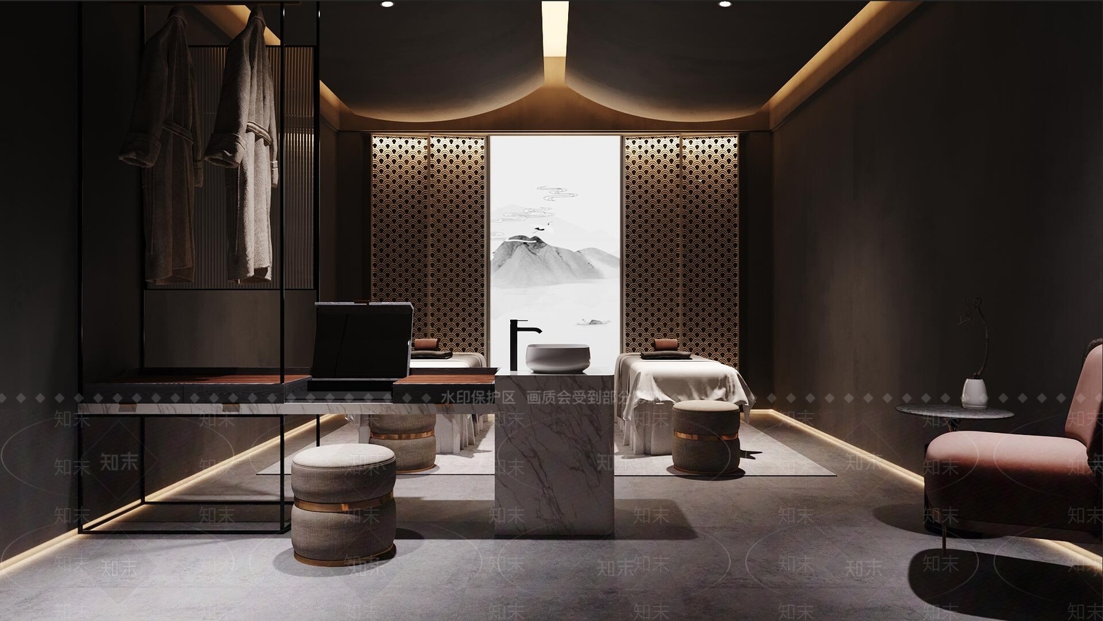 现代SPA包间3D模型下载【ID:1160579634】