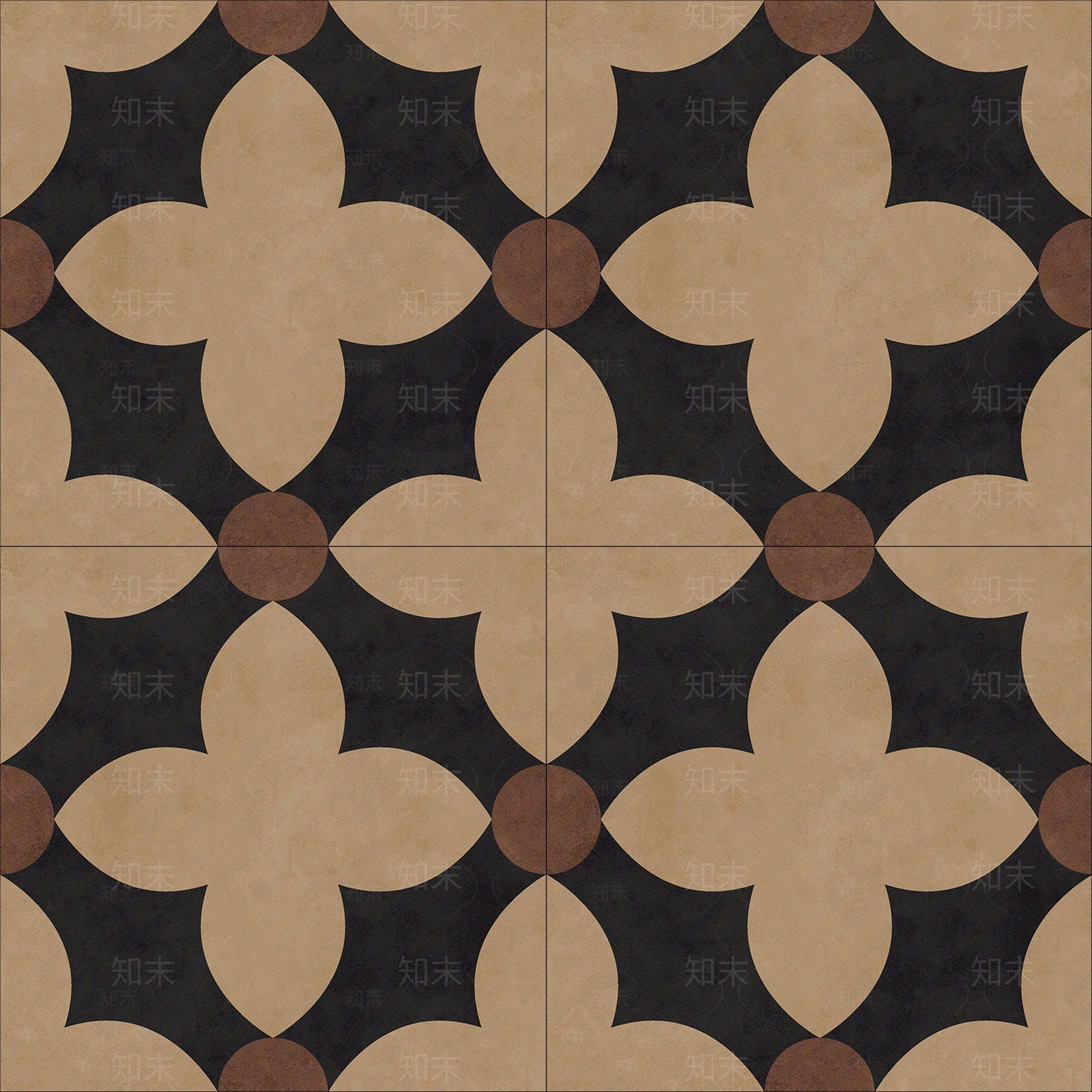 复古咖色小花砖贴图下载【ID:1160579294】