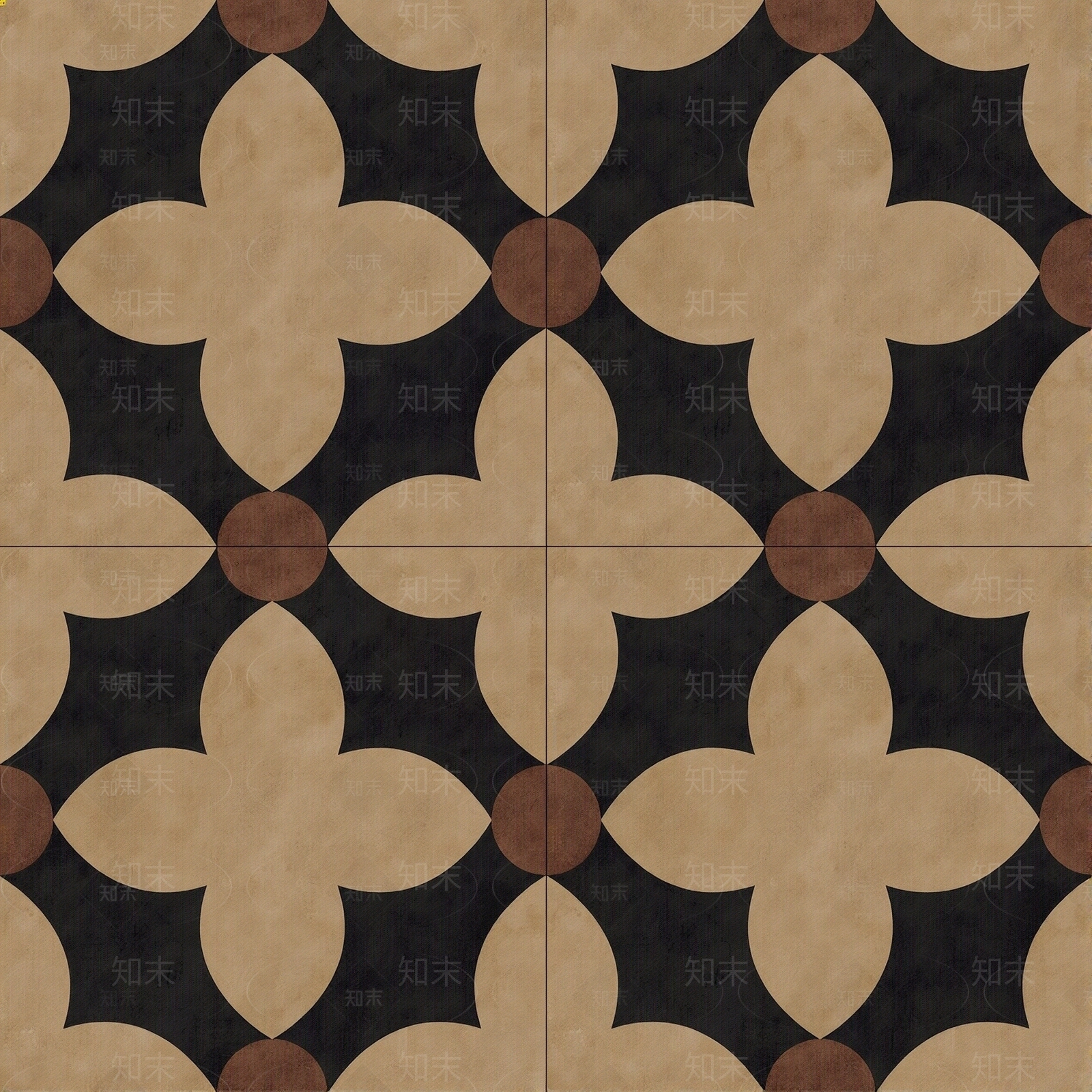 复古咖色小花砖贴图下载【ID:1195391463】