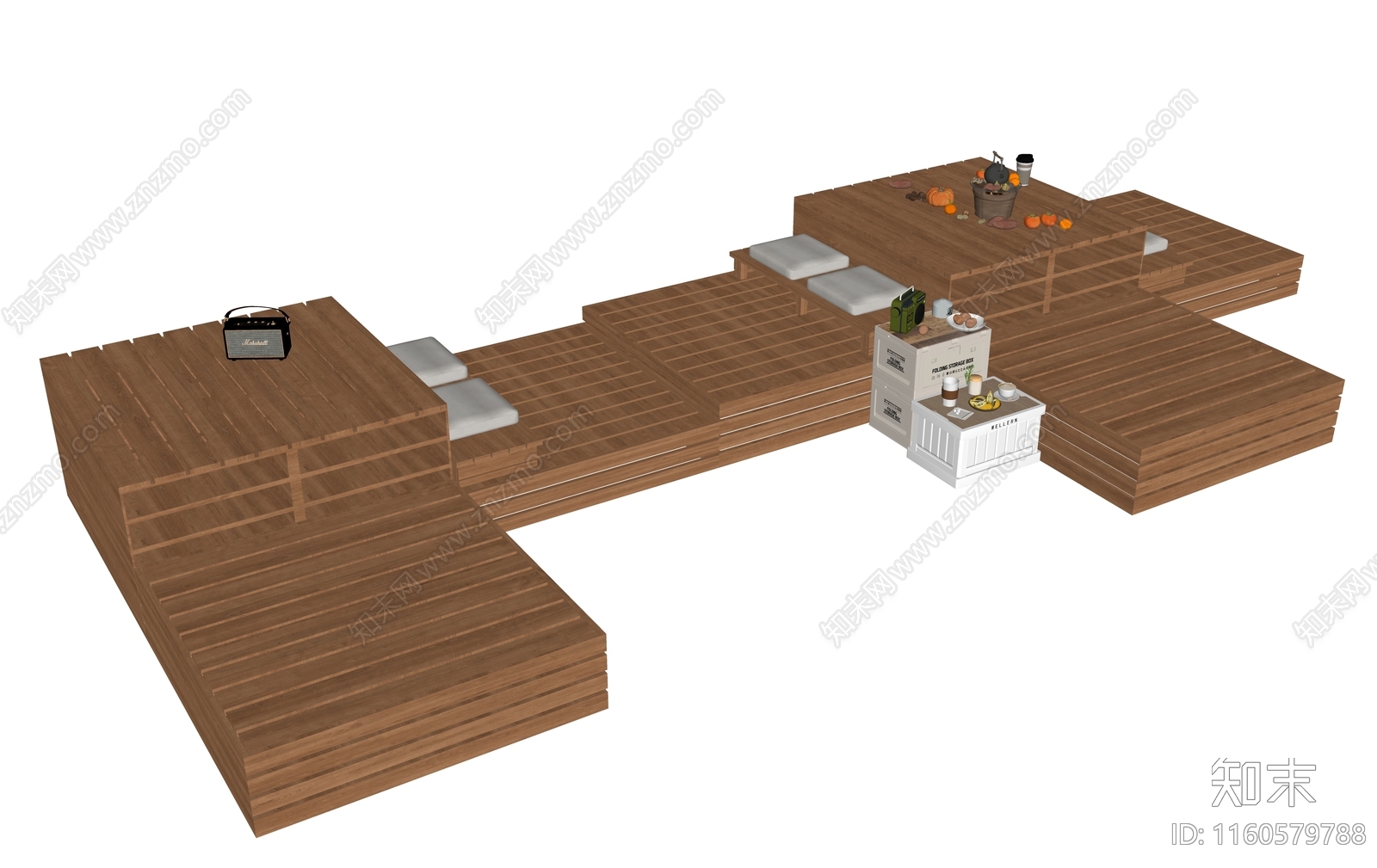 现代木托盘景观座椅SU模型下载【ID:1160579788】