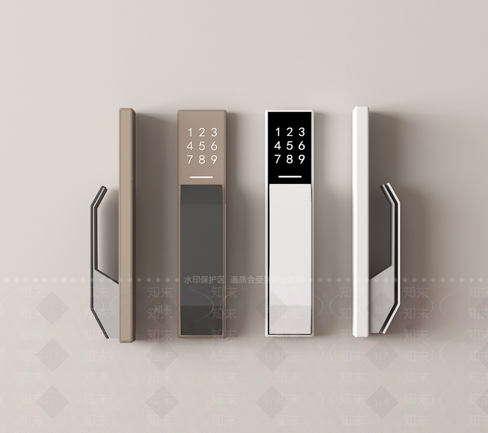 现代智能密码指纹锁3D模型下载【ID:1160580010】