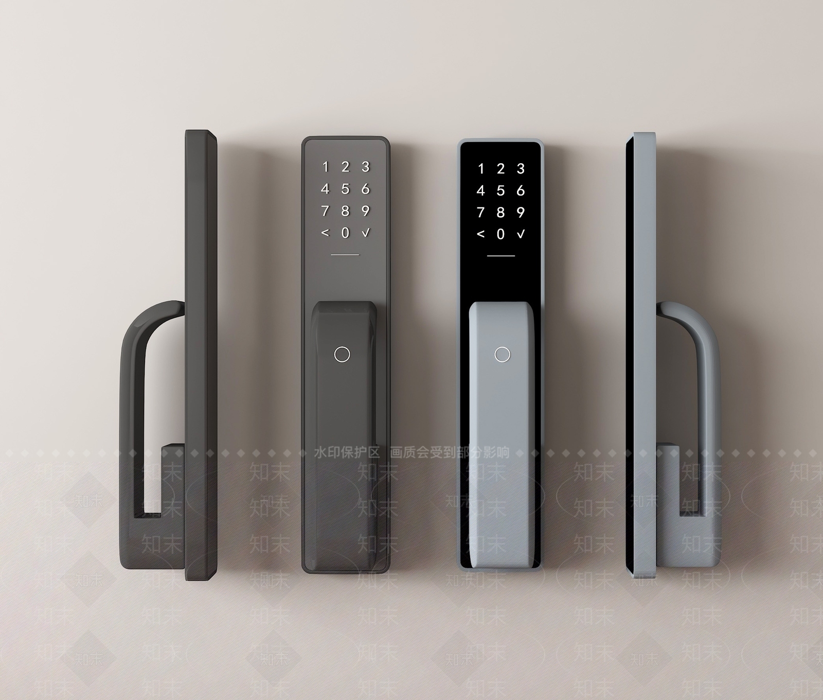 现代智能密码指纹锁3D模型下载【ID:1160580241】