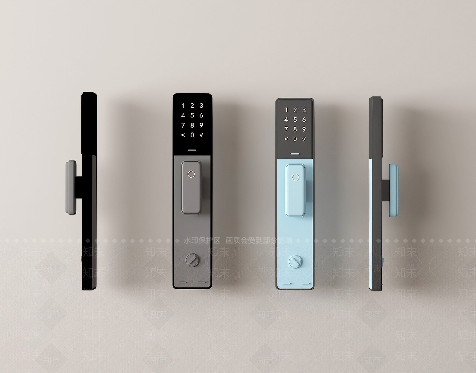 现代智能密码指纹锁3D模型下载【ID:1160580345】