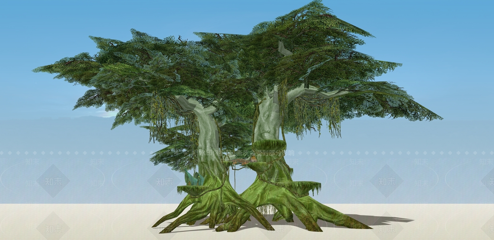 现代树城堡场景SU模型下载【ID:1160581156】