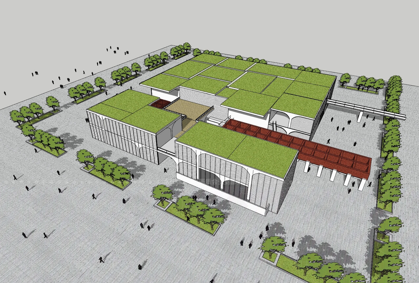 现代展览馆建筑SU模型下载【ID:1160587067】