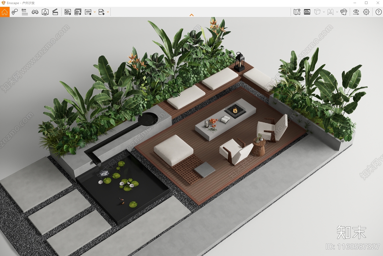 现代庭院户外沙发SU模型下载【ID:1160587327】