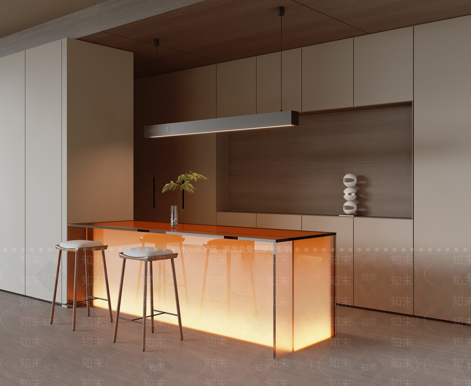 现代极简亚克力吧台吧椅3D模型下载【ID:1160596557】