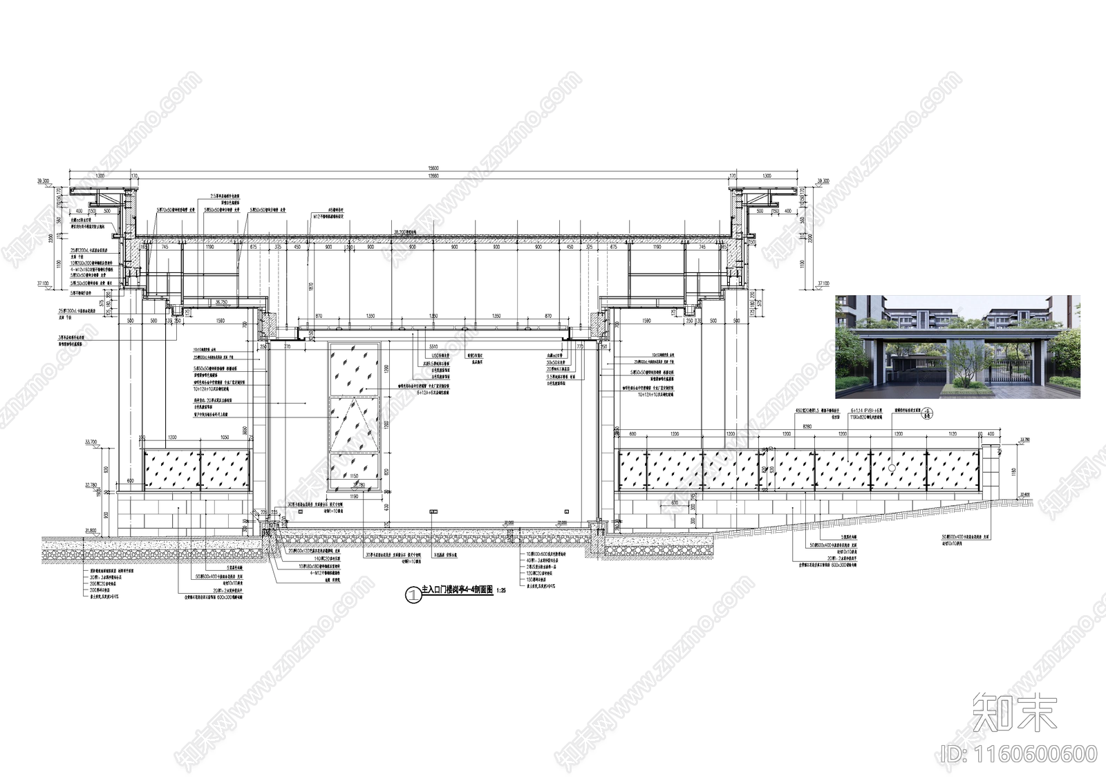 主入口大门cad施工图下载【ID:1160600600】