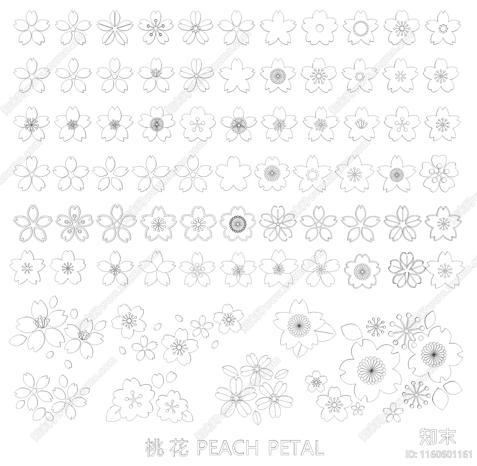 桃花花朵图库施工图下载【ID:1160601161】