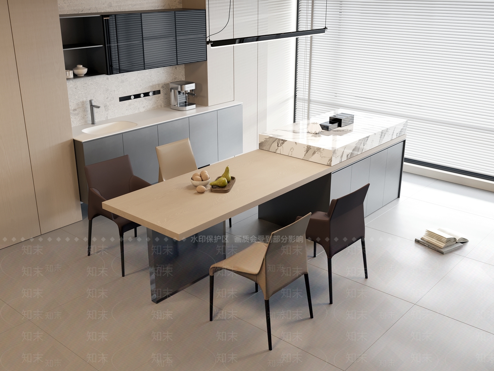 吧台餐桌椅组合3D模型下载【ID:1160601459】