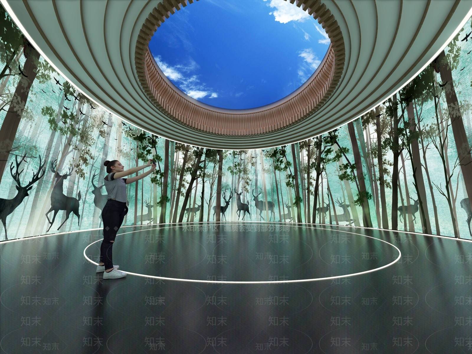 现代天井大厅3D模型下载【ID:1160601862】