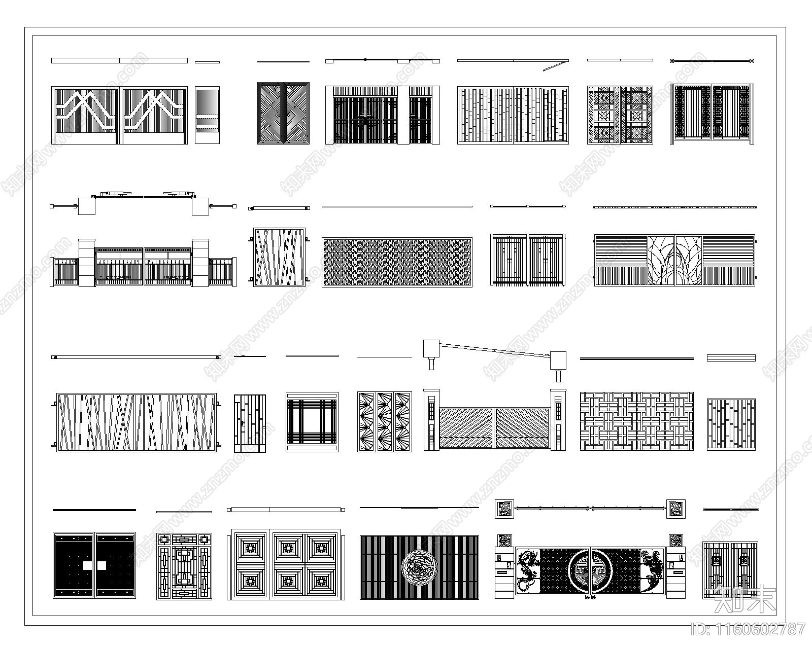 新中式铁艺大门图库施工图下载【ID:1160602787】
