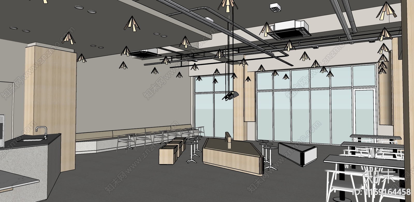 【SU悬赏模型】现代工业风格咖啡厅SU模型下载【ID:1169164458】