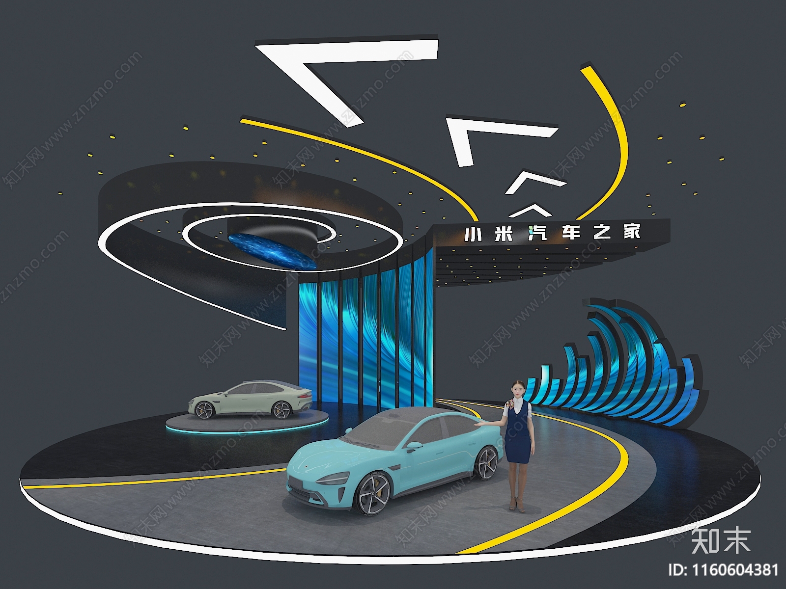 现代小米汽车车展台SU模型下载【ID:1160604381】