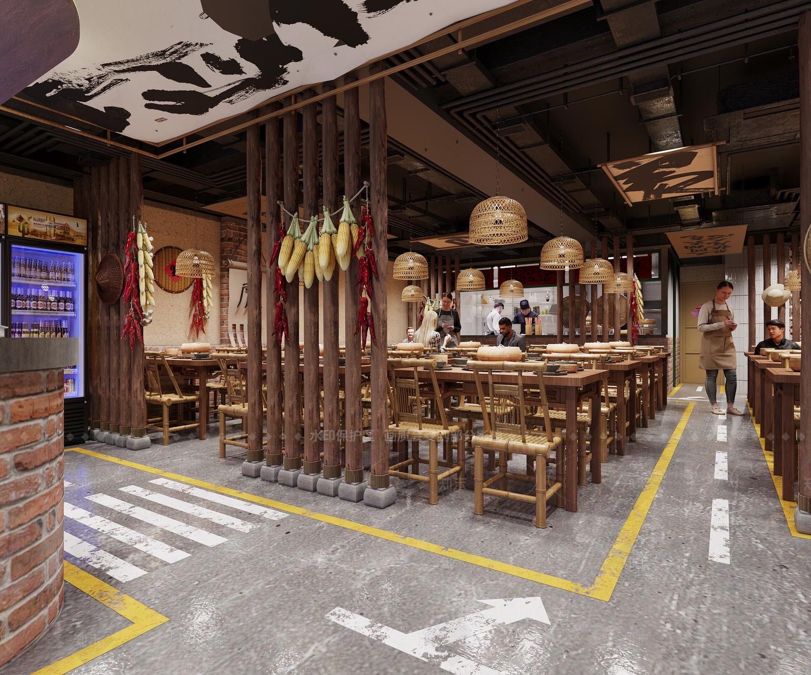 现代火锅店3D模型下载【ID:1214436722】