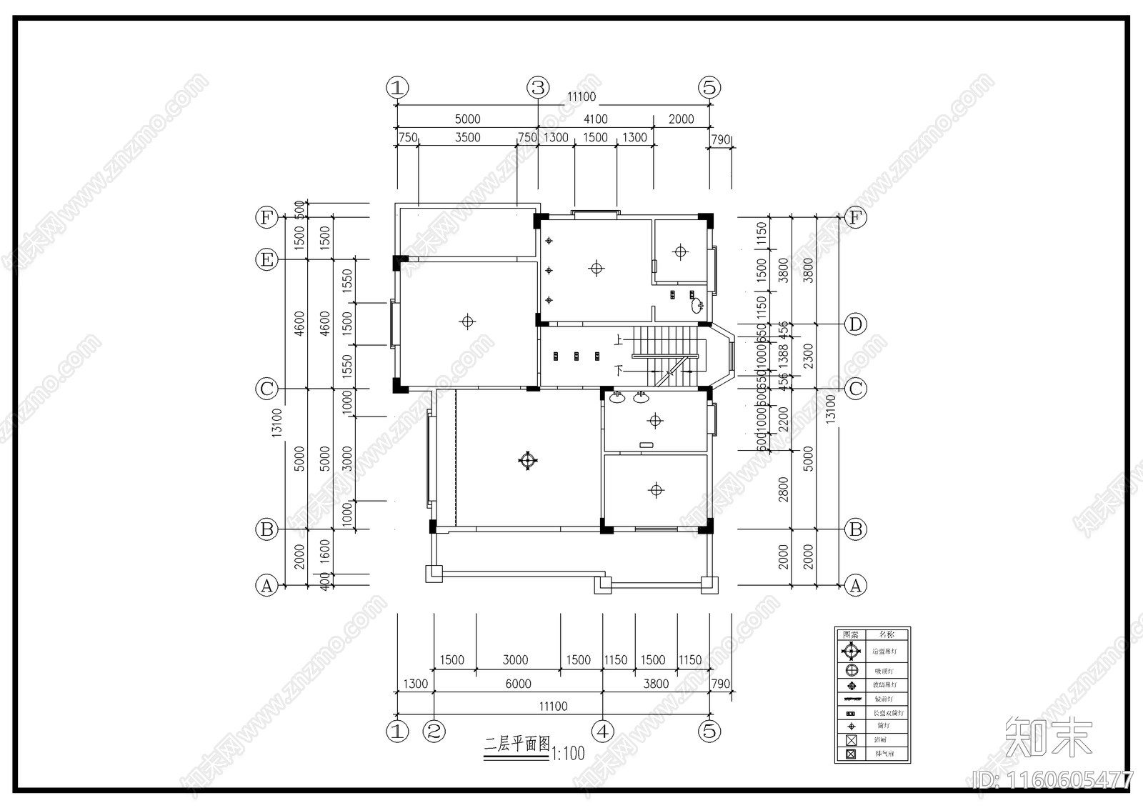 别墅及屋顶花园平面布置图cad施工图下载【ID:1160605477】