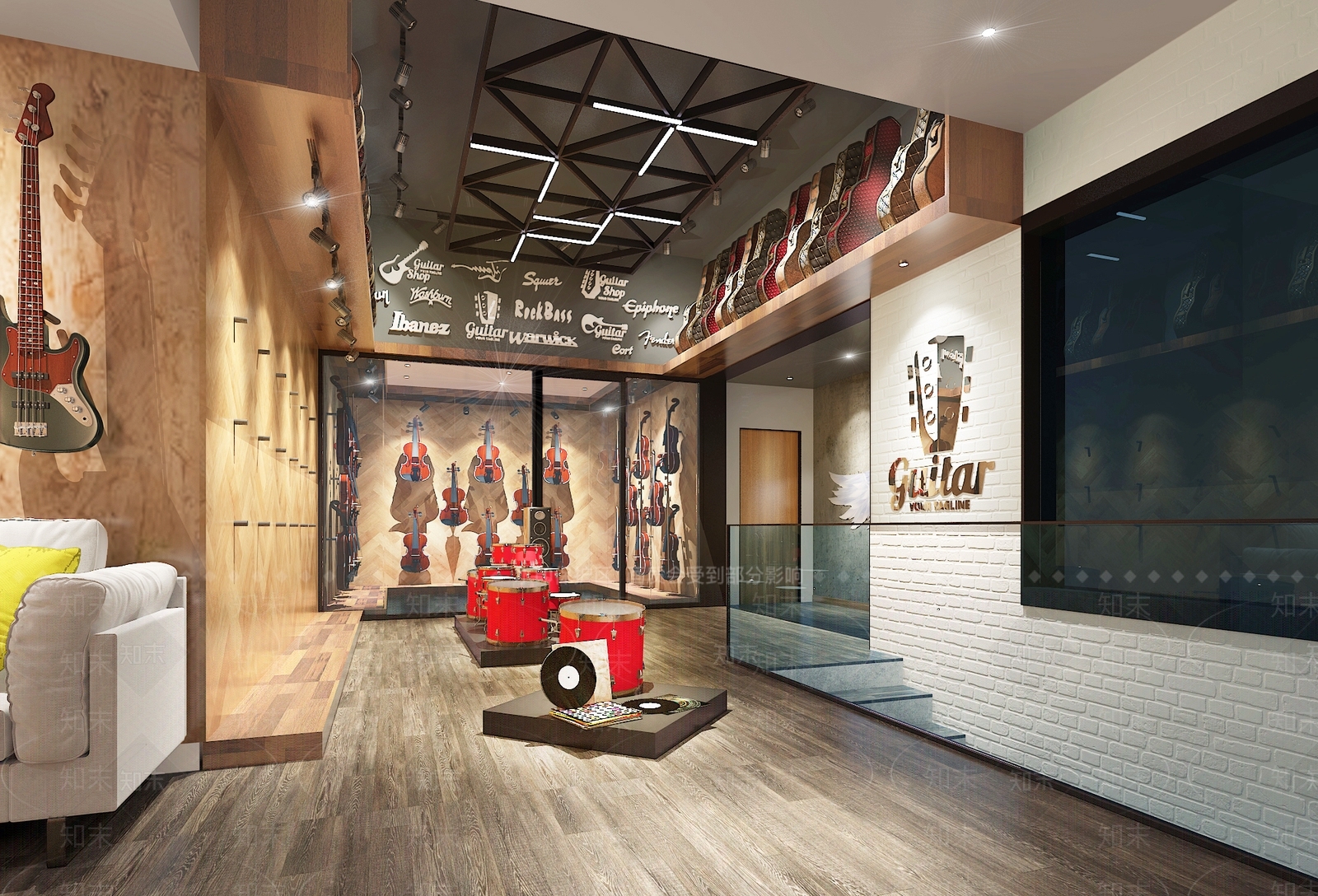 现代特色琴行3D模型下载【ID:1160612477】