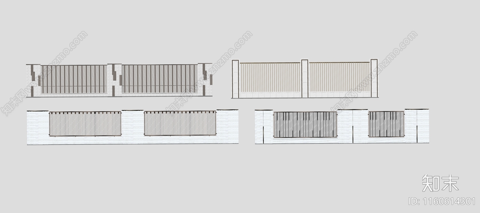 现代围墙SU模型下载【ID:1160614301】