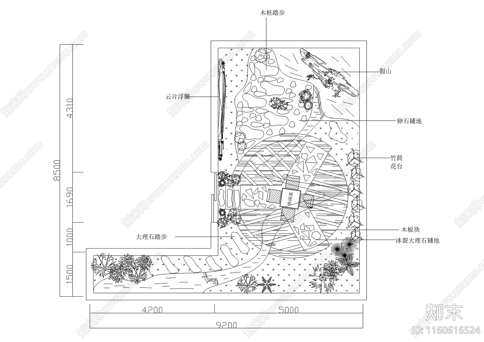 屋顶花园景观平面布置图施工图下载【ID:1160616524】