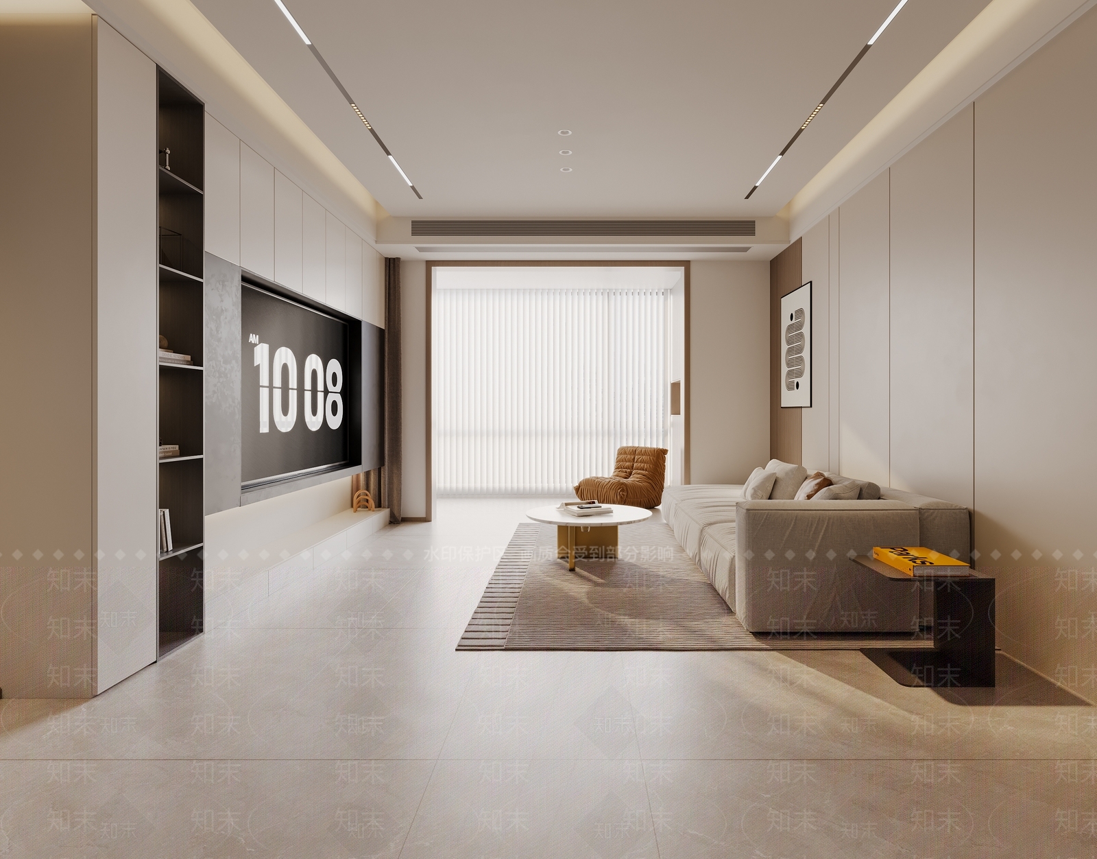 现代客餐厅电视墙沙发墙3D模型下载【ID:1160619960】