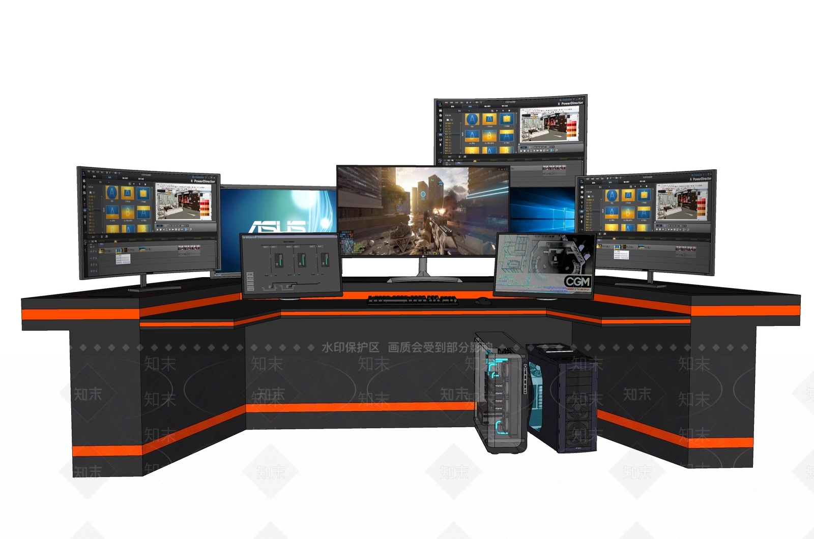 现代电脑桌SU模型下载【ID:1160621052】