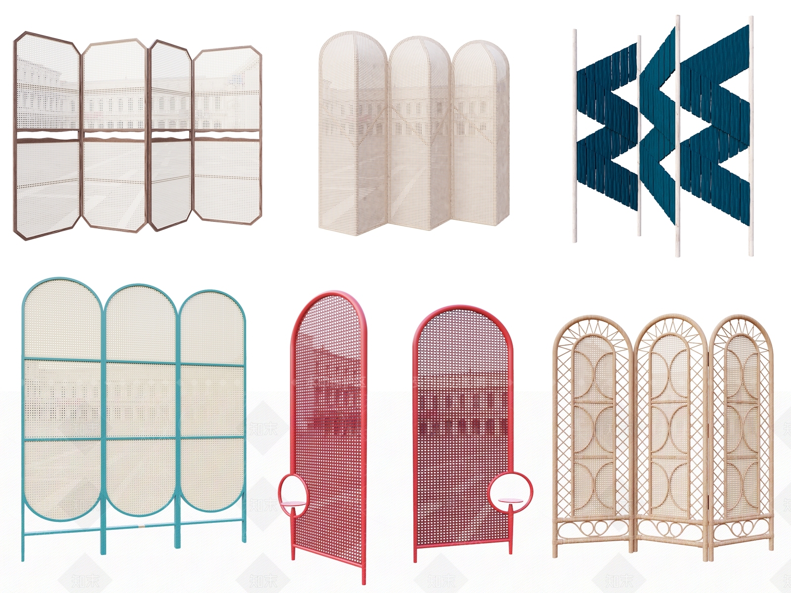 现代编织镂空屏风隔断组合3D模型下载【ID:1160623764】