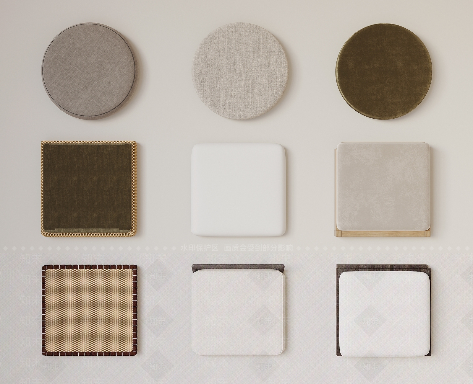 新中式蒲团坐垫3D模型下载【ID:1160624420】