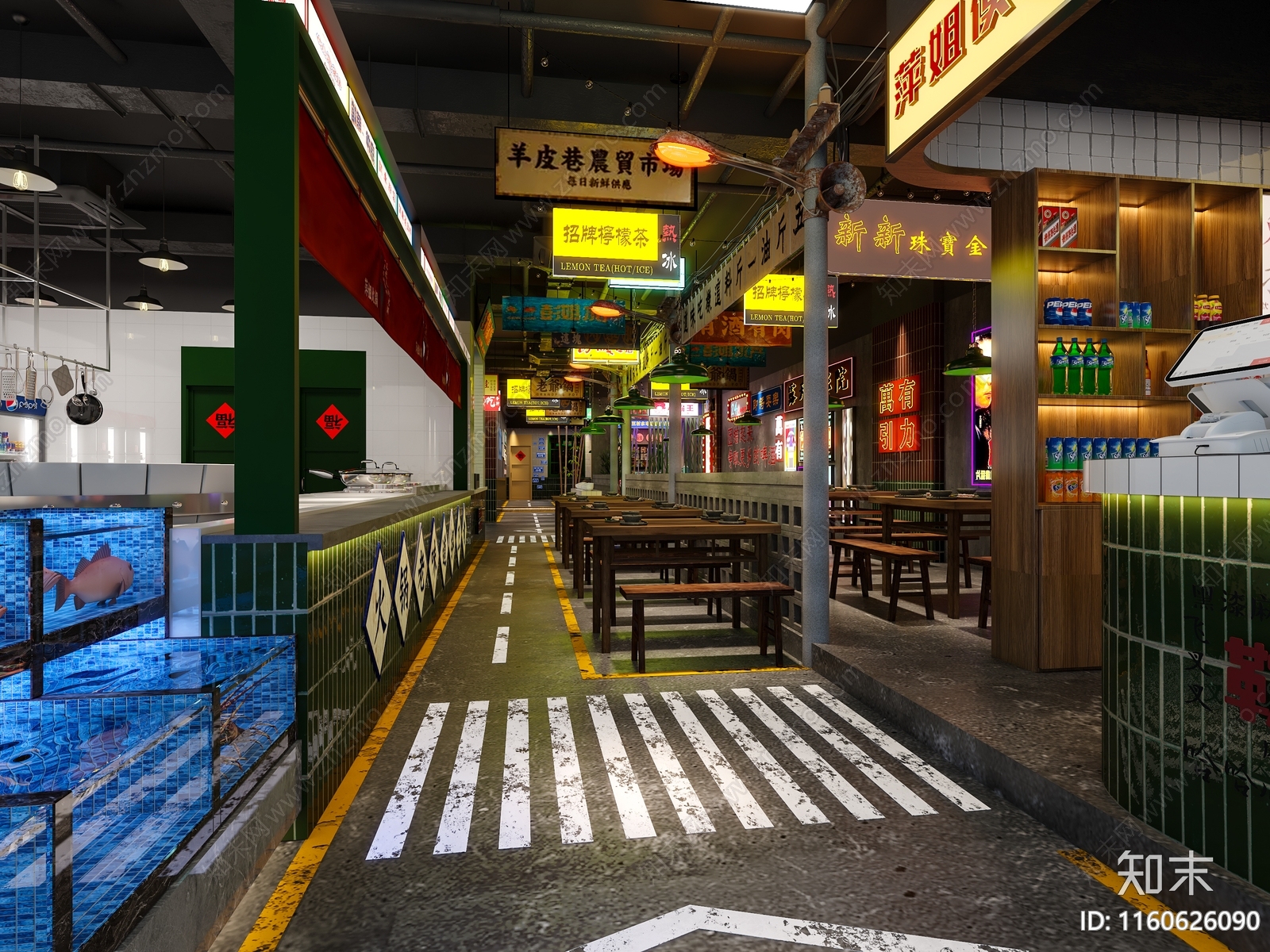 复古风火锅店3D模型下载【ID:1160626090】