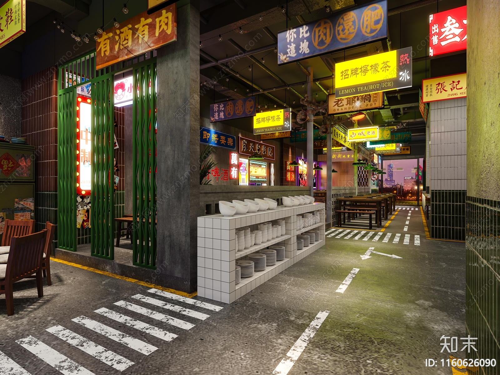 复古风火锅店3D模型下载【ID:1160626090】